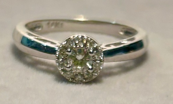 Photo 1 of 14K WHITE GOLD W. .25CT DIAMOND RING-2.56G SIZE 6 3/4 #14