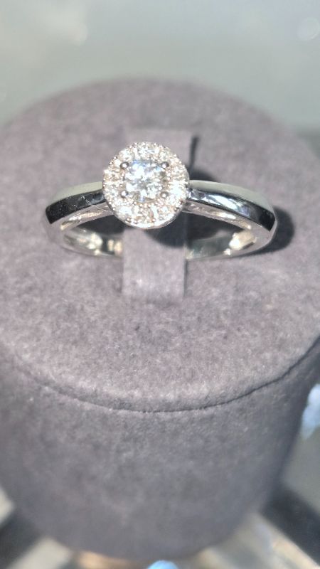 Photo 1 of 14K WHITE GOLD W. .25CT DIAMOND RING-2.56G SIZE 6 3/4