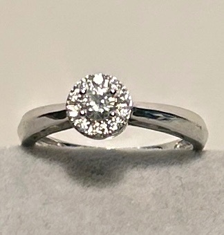 Photo 1 of 14K WHITE GOLD W. .25CT DIAMOND RING-2.56G SIZE 6 3/4 #14
