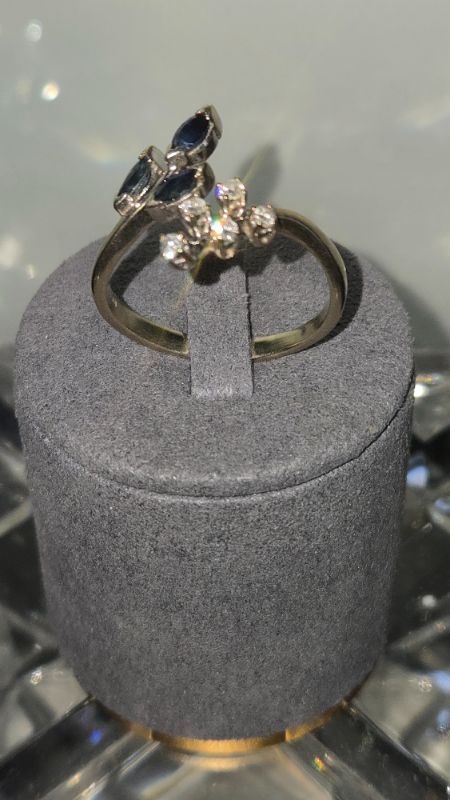 Photo 1 of 14K YELLOW GOLD W. .50CT SAPPHIRE & .25CT DIAMOND RING-4.5G SIZE 10 1/2