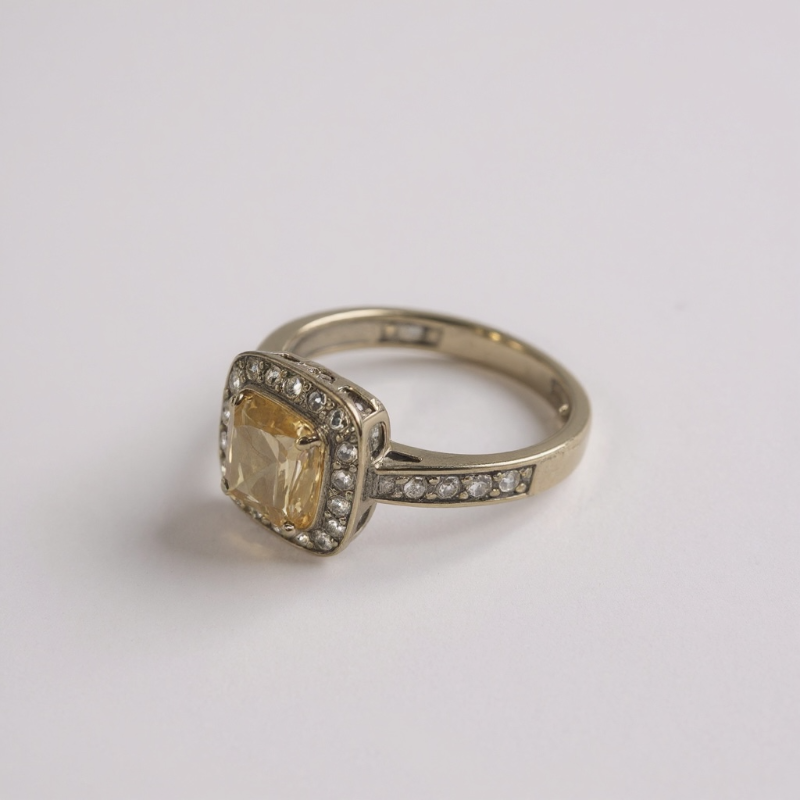 Photo 1 of 14K YELLOW GOLD W. .50CT FANCY YELLOW & .50CT DIAMOND RING-5.5G SIZE 6 #17