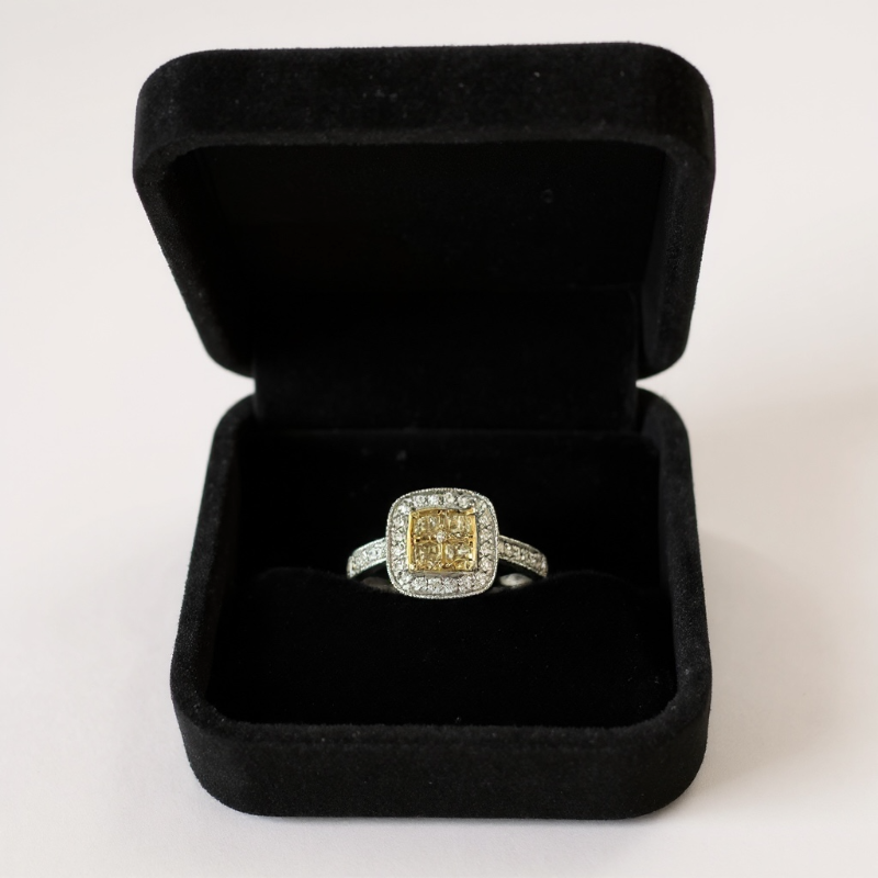 Photo 1 of 14K YELLOW GOLD W. .50CT FANCY YELLOW & .50CT DIAMOND RING-5.5G SIZE 6 #17