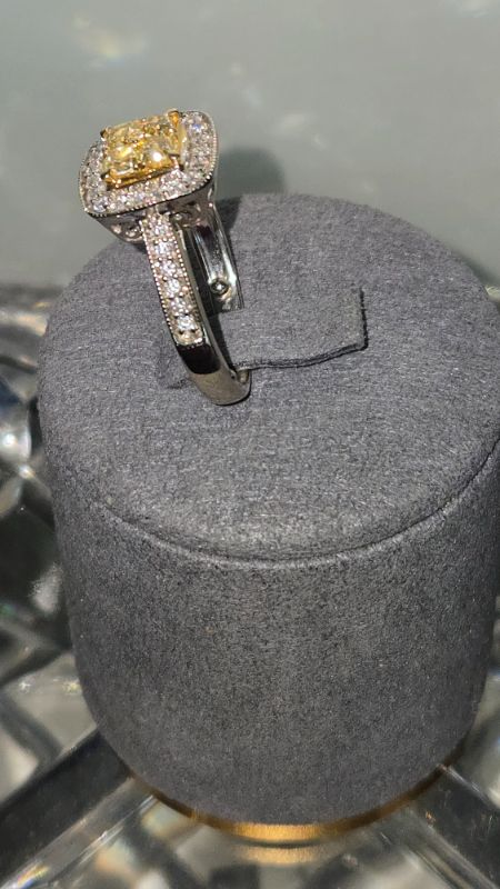 Photo 1 of 14K YELLOW GOLD W. .50CT FANCY YELLOW & .50CT DIAMOND RING-5.5G SIZE 6