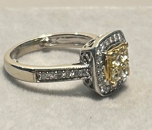 Photo 1 of 14K YELLOW GOLD W. .50CT FANCY YELLOW & .50CT DIAMOND RING-5.5G SIZE 6 #17