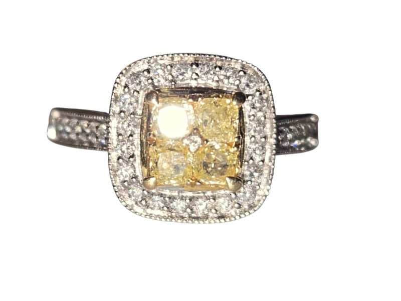 Photo 1 of 14K YELLOW GOLD W. .50CT FANCY YELLOW & .50CT DIAMOND RING-5.5G SIZE 6 #17