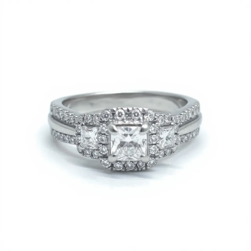 Photo 1 of 14K WHITE GOLD W. 1CT DIAMOND RING-4G SIZE 5 1/2 #25