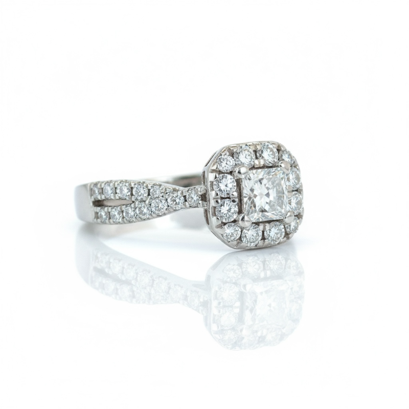 Photo 1 of 14K WHITE GOLD W. 1CT DIAMOND RING-4G SIZE 5 1/2 #26