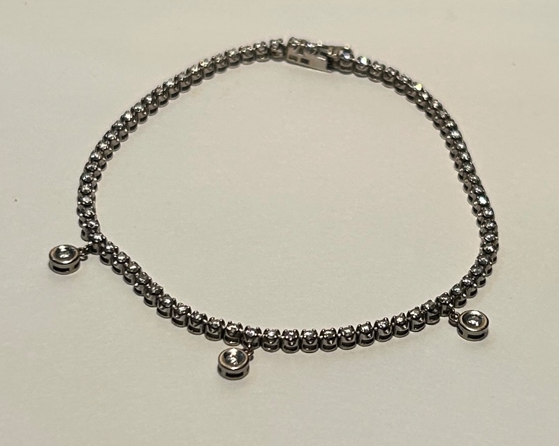 Photo 1 of 18K WHITE GOLD W 2CT DIAMOND TENNIS BRACELET- LENGTH 7” #32