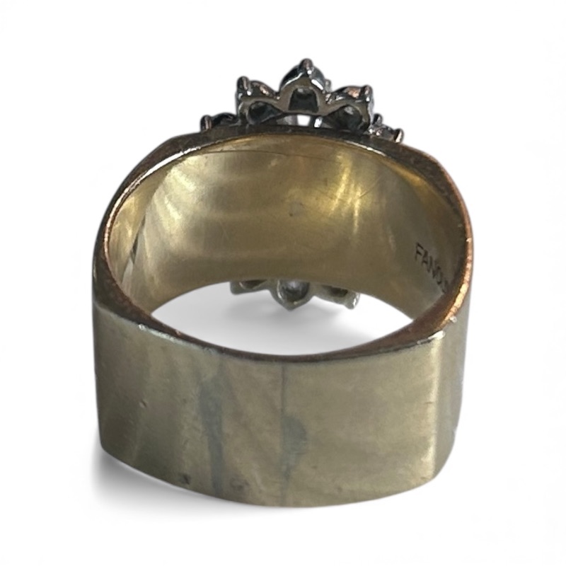 Photo 1 of 14K YELLOW GOLD W. 1CT CENTER DIAMOND .50 SURROUNDING DIAMOND RING-10G SIZE 6 1/2 #23