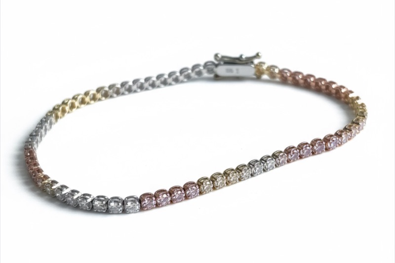 Photo 1 of 18K YELLOW  GOLD & WHITE GOLD w 3cwt DIAMOND TENNIS BRACELET-5G LENGTH 7”  #31