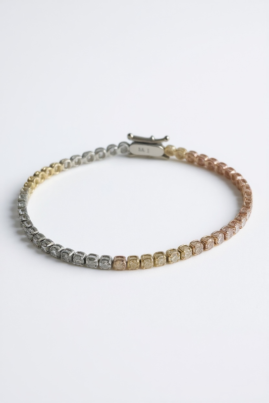 Photo 1 of 18K YELLOW  GOLD & WHITE GOLD w 3cwt DIAMOND TENNIS BRACELET-5G LENGTH 7”  #31