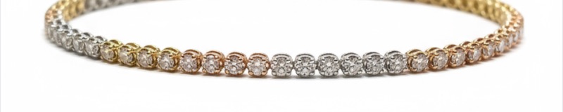 Photo 1 of 18K YELLOW  GOLD & WHITE GOLD w 3cwt DIAMOND TENNIS BRACELET-5G LENGTH 7”  #31