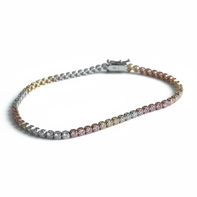 Photo 1 of 18K YELLOW  GOLD & WHITE GOLD w 3cwt DIAMOND TENNIS BRACELET-5G LENGTH 7”  #31