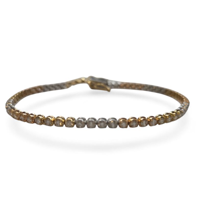 Photo 1 of 18K YELLOW  GOLD & WHITE GOLD w 3cwt DIAMOND TENNIS BRACELET-5G LENGTH 7”  #31