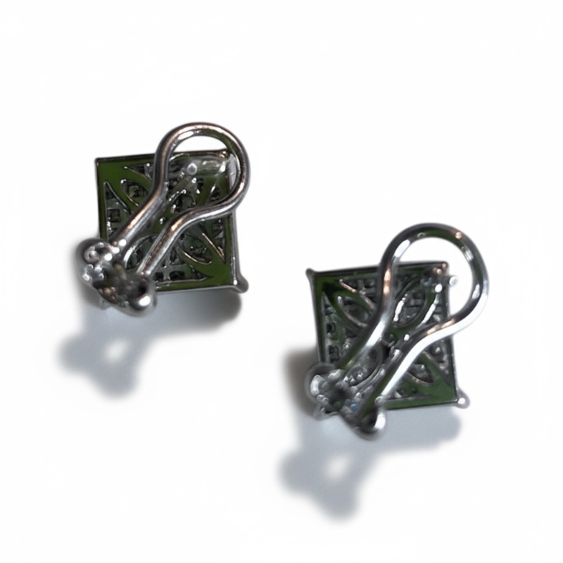 Photo 1 of 18K WHITE GOLD W 2CT DIAMOND PAVE EARRINGS-6.3G. #33