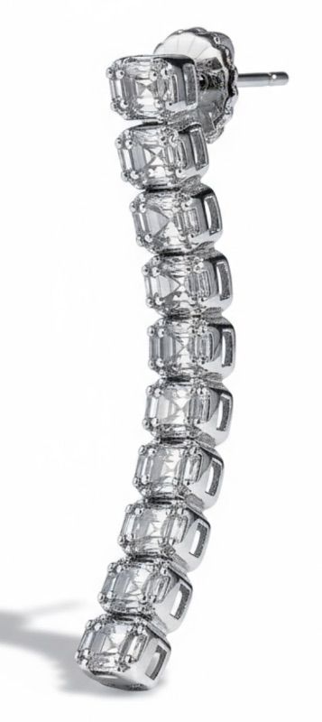 Photo 1 of 10K WHITE GOLD W. 3CT DIAMOND EARRINGS-7.8G DROP 1 5/8” #35