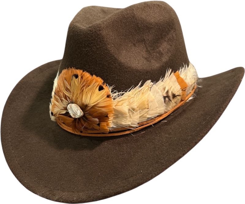 Photo 1 of NEW- CUSTOM WOMENS/MENS BROWN WESTERN STYLE HAT ADJUSTABLE SIZE M-L