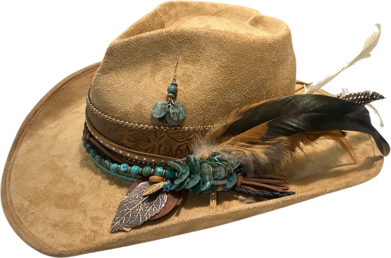 Photo 1 of NEW- CUSTOM WESTERN STYLE COWGIRL HAT WITH HEART CROWN SIZE MED