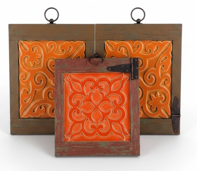 Photo 1 of 3- DECORATIVE ORANGE WALL DECOR 
10” X 11”