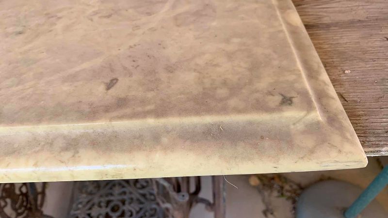 Photo 1 of ANTIQUE SINGER SEWING MACHINE STAND WITH MARBLE TOP