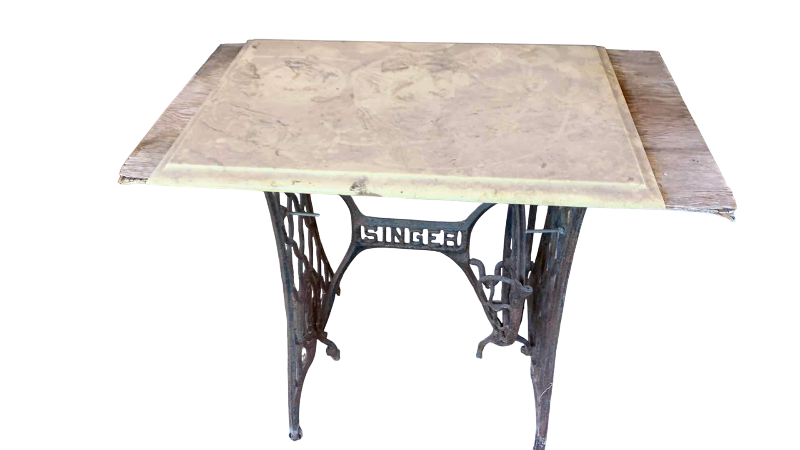 Photo 1 of ANTIQUE SINGER SEWING MACHINE STAND WITH MARBLE TOP