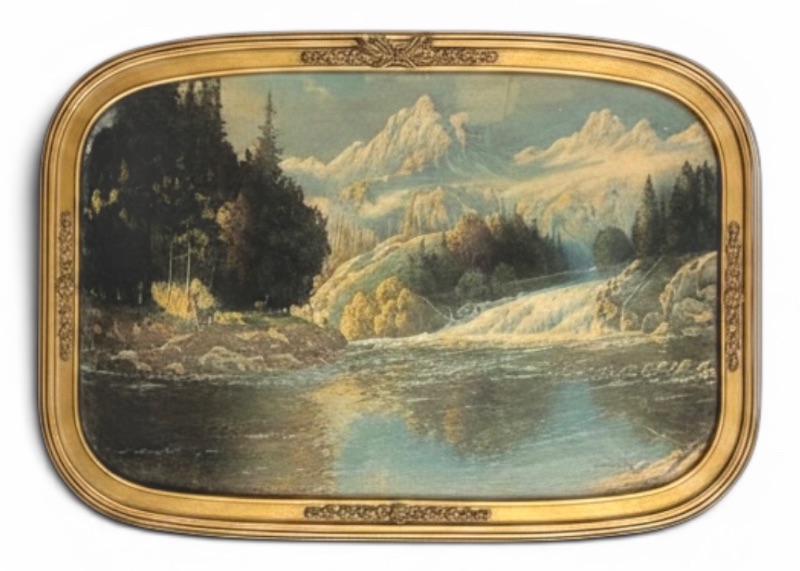 Photo 1 of VINTAGE FREDERICK OGDEN MOUNTAINS RIVER AND DEER 17” X 30”