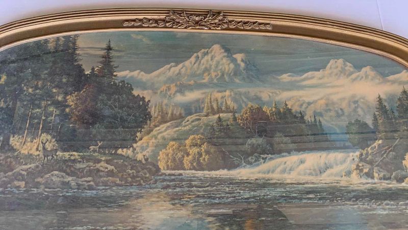 Photo 1 of VINTAGE FREDERICK OGDEN MOUNTAINS RIVER AND DEER 17” X 30”