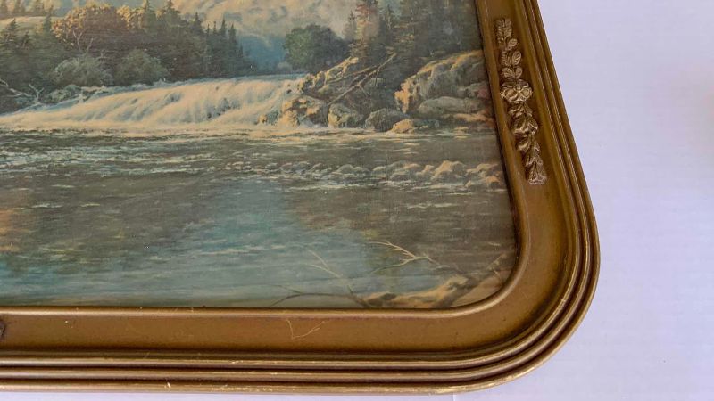 Photo 1 of VINTAGE FREDERICK OGDEN MOUNTAINS RIVER AND DEER 17” X 30”