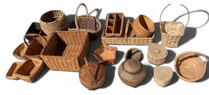 Photo 1 of 19-VARIOUS SIZES & STYLES OF WOVEN BASKETS