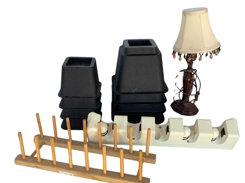 Photo 1 of BED RISERS, LAMP AND HOME ITEMS