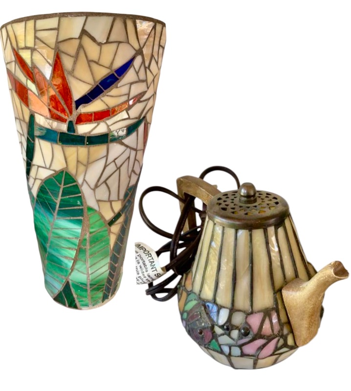 Photo 1 of STAINED GLASS VASE 14" AND COFFEE POT LAMP