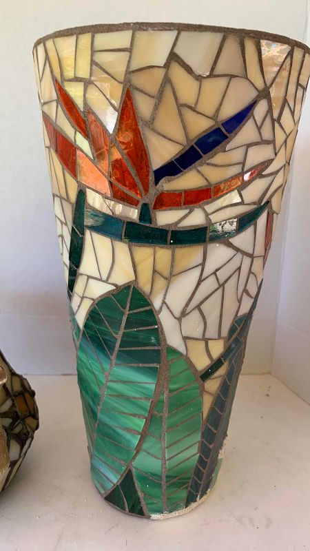 Photo 1 of STAINED GLASS VASE 14" AND COFFEE POT LAMP