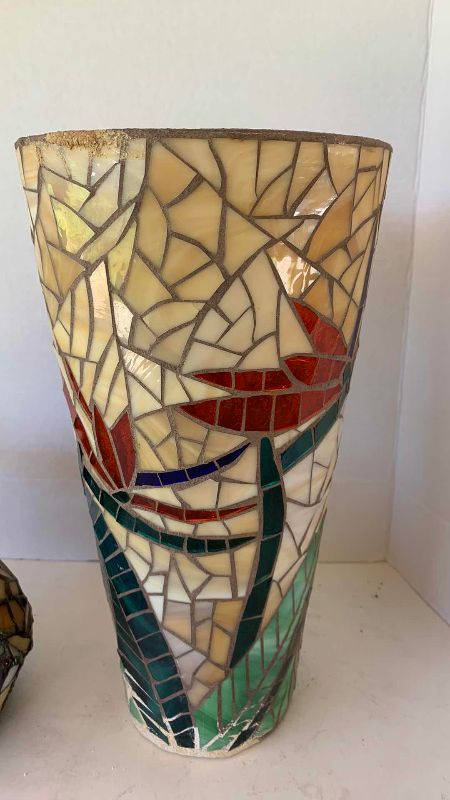 Photo 1 of STAINED GLASS VASE 14" AND COFFEE POT LAMP