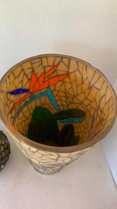 Photo 1 of STAINED GLASS VASE 14" AND COFFEE POT LAMP