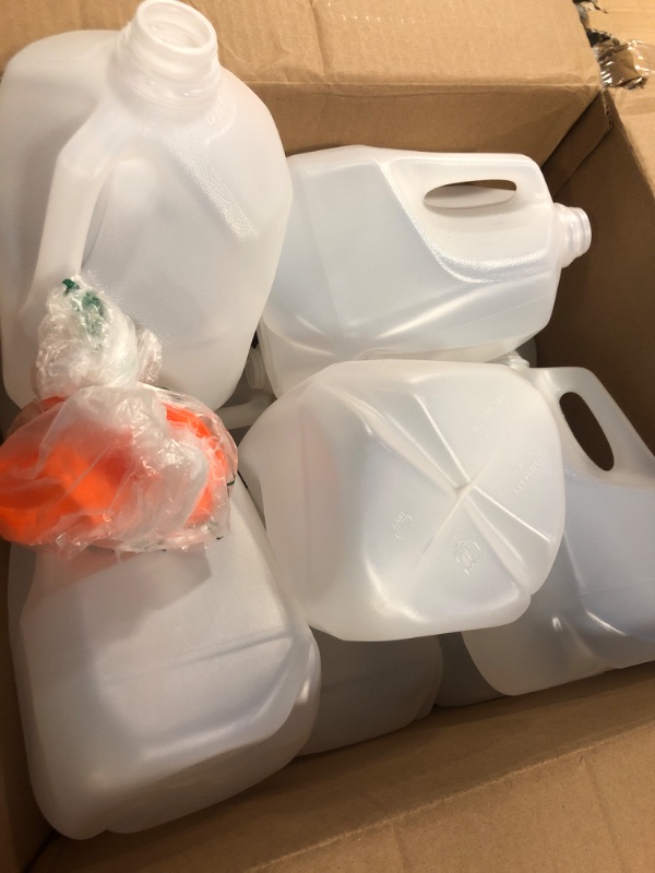 Photo 1 of 1 Gallon Jug Plastic Bottle -Great for Storage,Empty Gallon Jugs with Caps- for Home and Commercial Use Pack 10