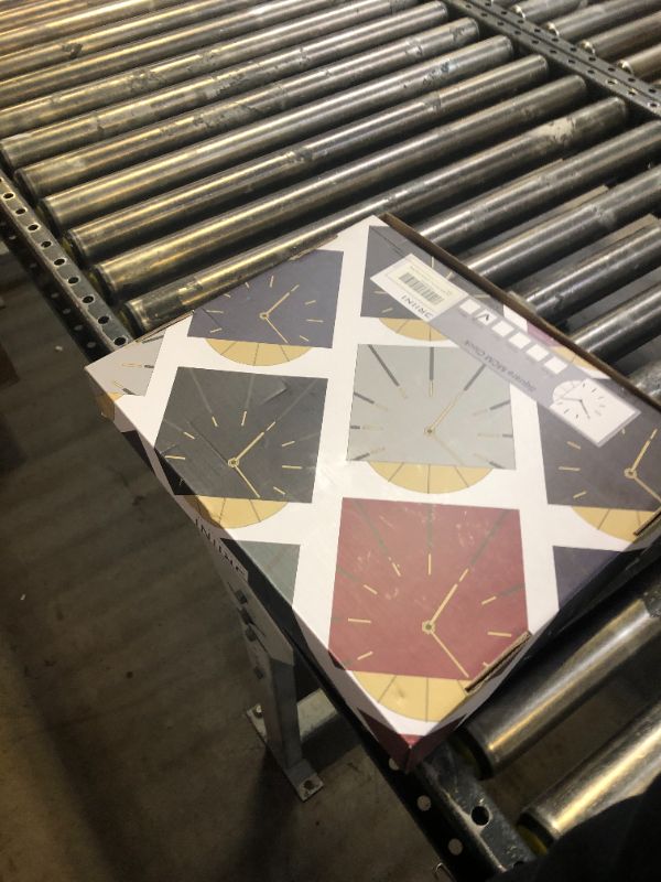 Photo 1 of Driini Clocks Mid Century Modern Wall Clock - Square White Clock with Decorative Gold Accent- Unique and Cool Clock, Battery Operated - MCM Decor & Decorative Wall Clock for Mid Century Modern Decor.