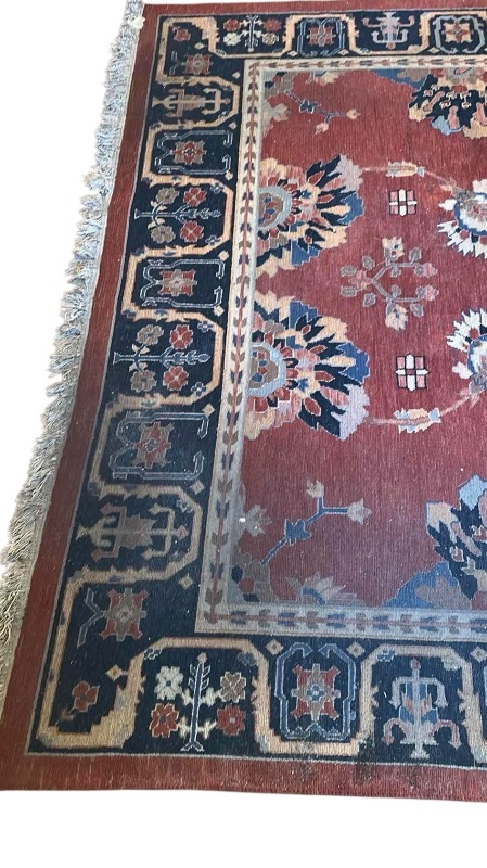 Photo 2 of 100% WOOL BURGUNDY & NAVY AREA RUG 11’ X 8' 