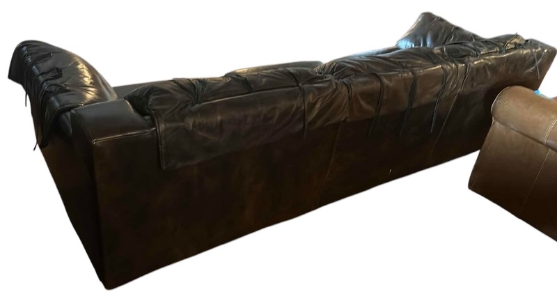 Photo 3 of 8’ BROWN LEATHER SOFA WITH STRAPS