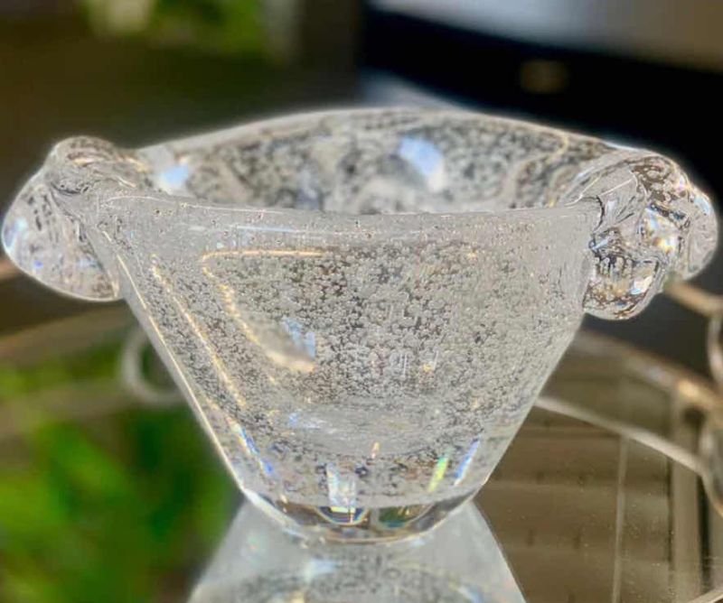 Photo 3 of DAUM NANCY SIGNED BUBBLE GLASS VASE FROM FRANCE