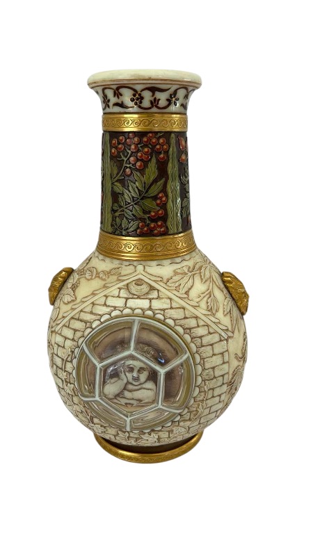 Photo 1 of RARE ANTIQUE SATSUMA VASE H9”