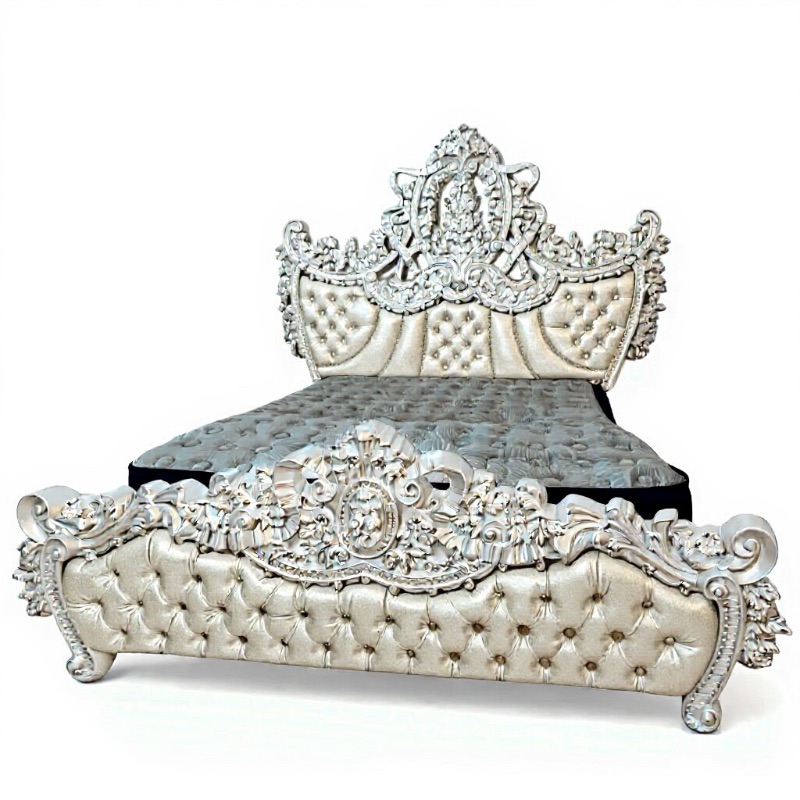 Photo 1 of ACME FURNITURE VALKYRIE SANDOVAL EASTERN ANTIQUE PLATINUM FAUX LEATHER, BUTTON TUFTED KING BED  L103” W 95” H88" (LIFT MATTRESS NOT INCLUDED, SOLD SEPARATELY)