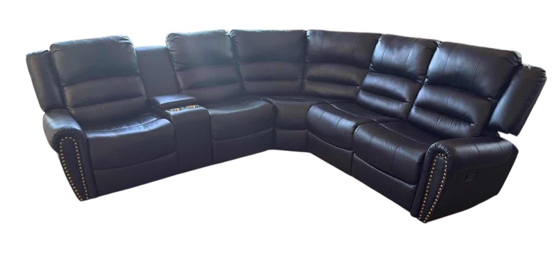Photo 1 of BLACK VINYL RECLINING SECTIONAL SOFA 96” x 83” (3 PCS)