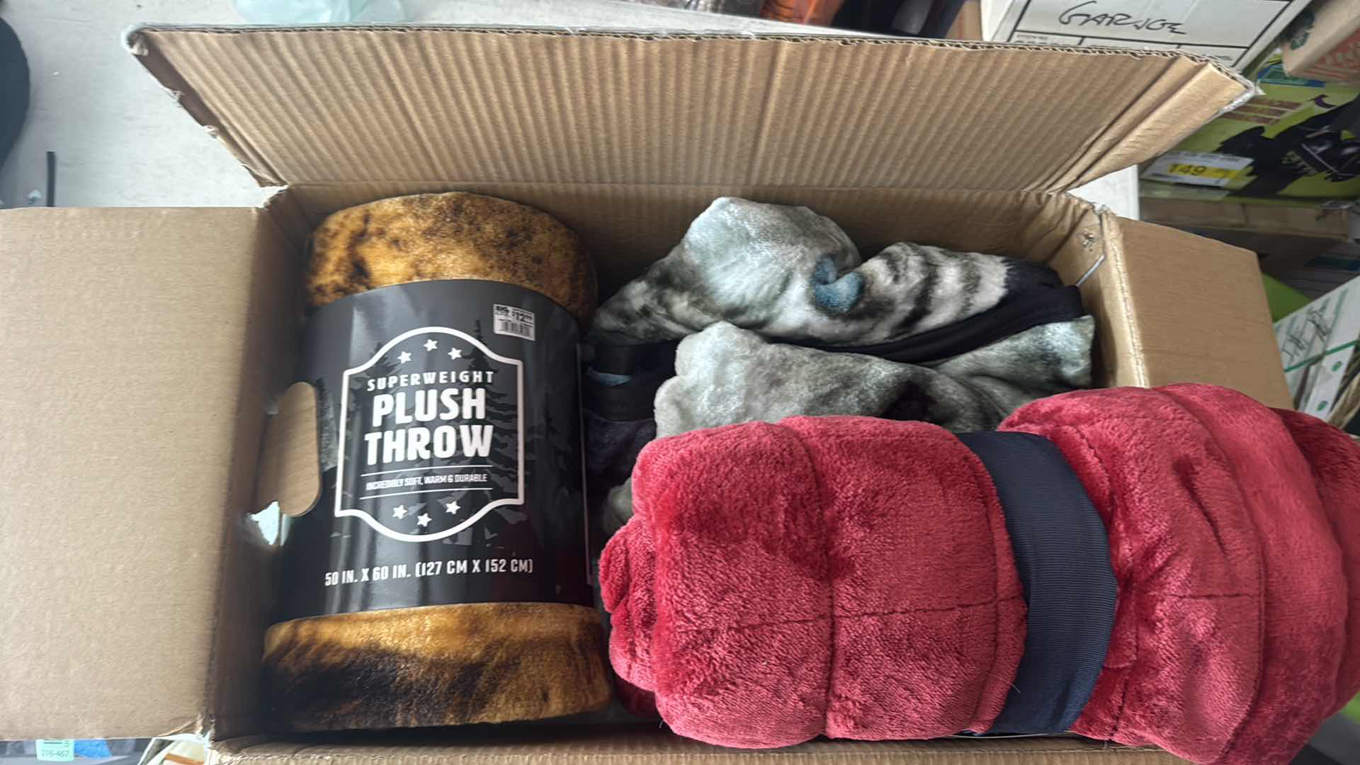 Photo 1 of CONTENTS OF BOX-BLANKETS/FABRIC