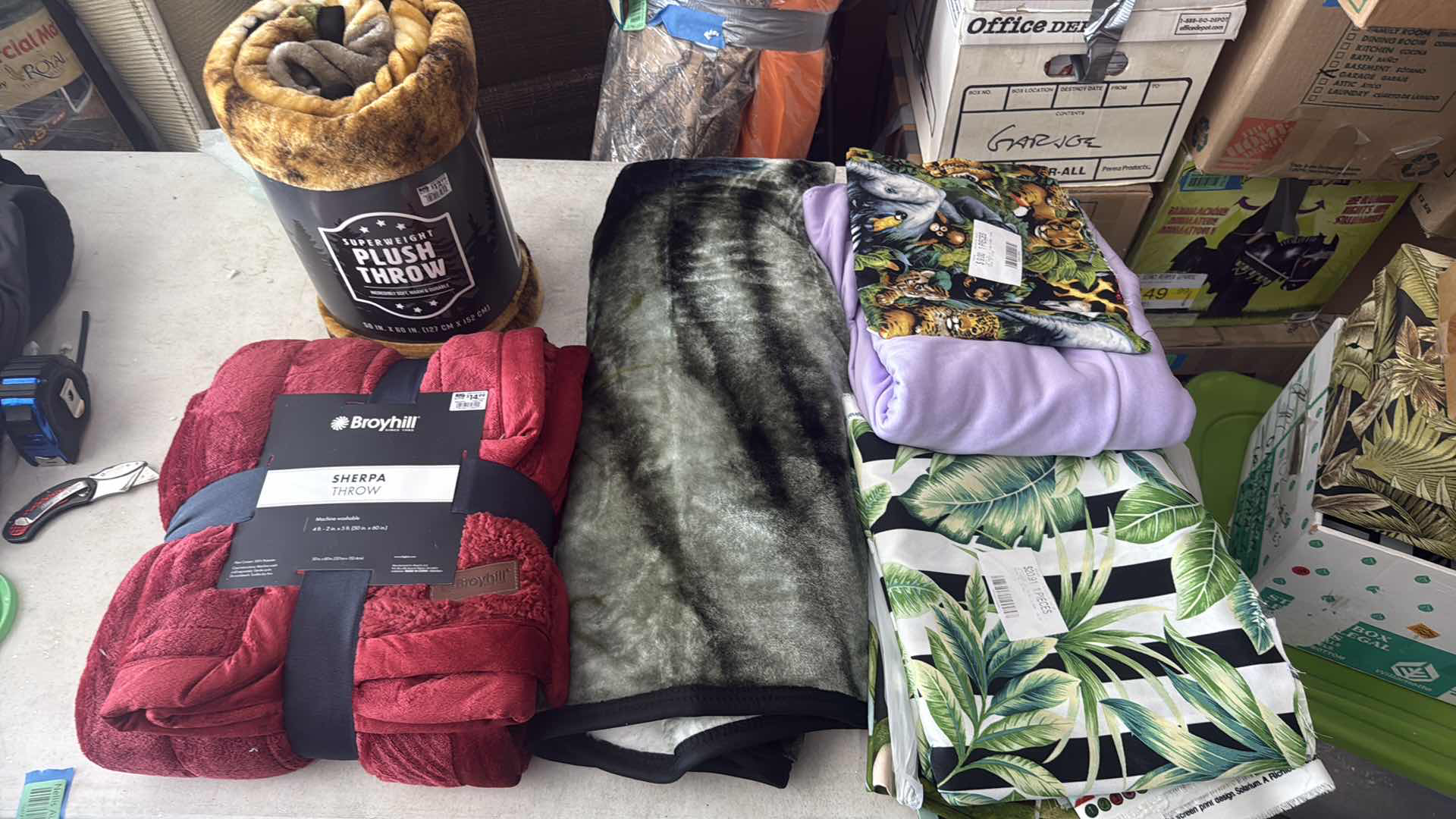 Photo 1 of CONTENTS OF BOX-BLANKETS/FABRIC
