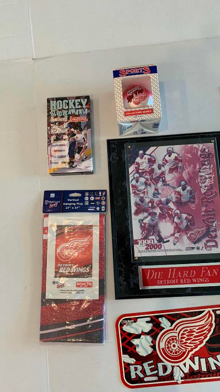 Photo 1 of NHL HOCKEY RED WINGS PLAQUE AND MEMORABILIA