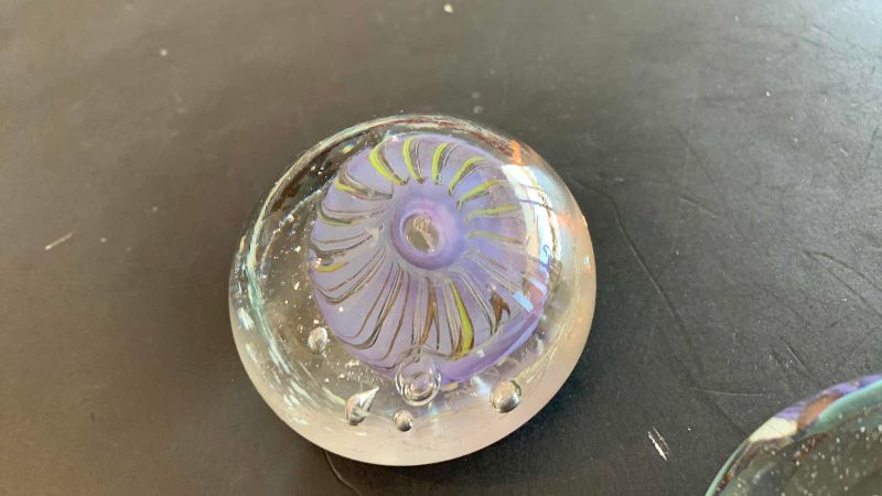 Photo 1 of 3-GLASS PAPERWEIGHTS 3” DIAMETER