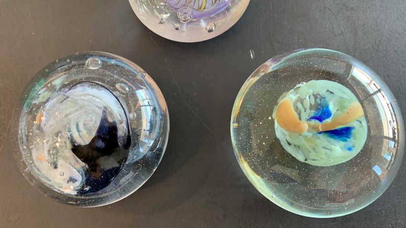 Photo 1 of 3-GLASS PAPERWEIGHTS 3” DIAMETER