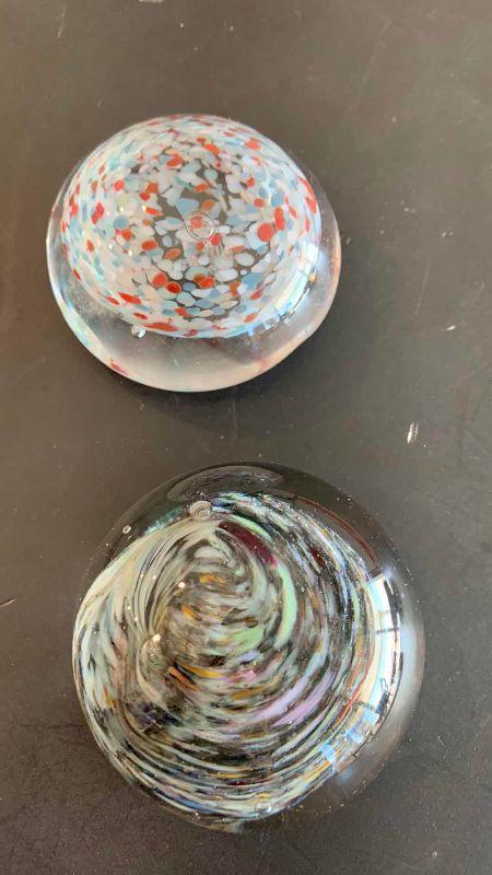 Photo 1 of 3-GLASS PAPERWEIGHTS 3” DIAMETER