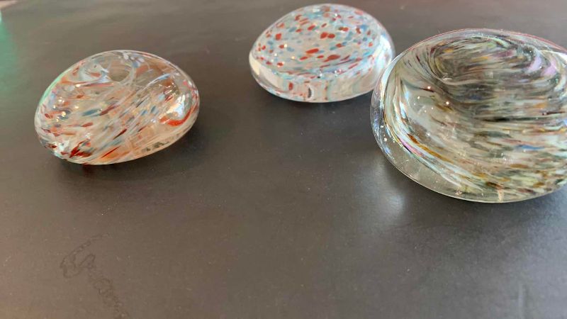 Photo 1 of 3-GLASS PAPERWEIGHTS 3” DIAMETER