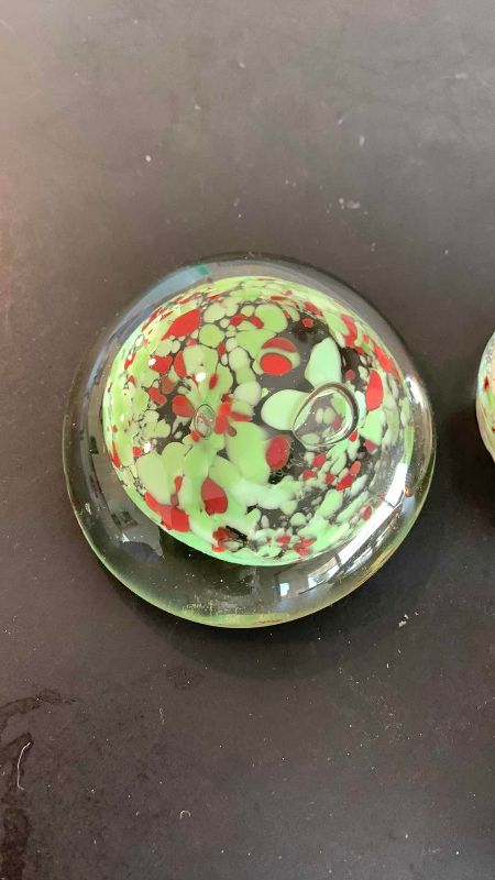 Photo 1 of 3-GLASS PAPERWEIGHTS 3” DIAMETER